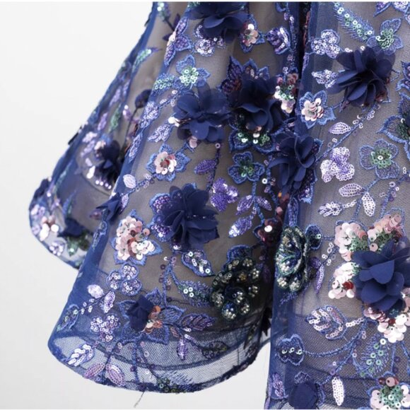 Bronx and Banco Talulah Mini Dress - Navy Blue Multi Sequin Party Cocktail - Picture 5 of 8